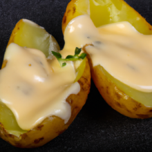 Hot potatoes with cold cheese sauce - سیب زمینی داغ با سس سرد پنیر